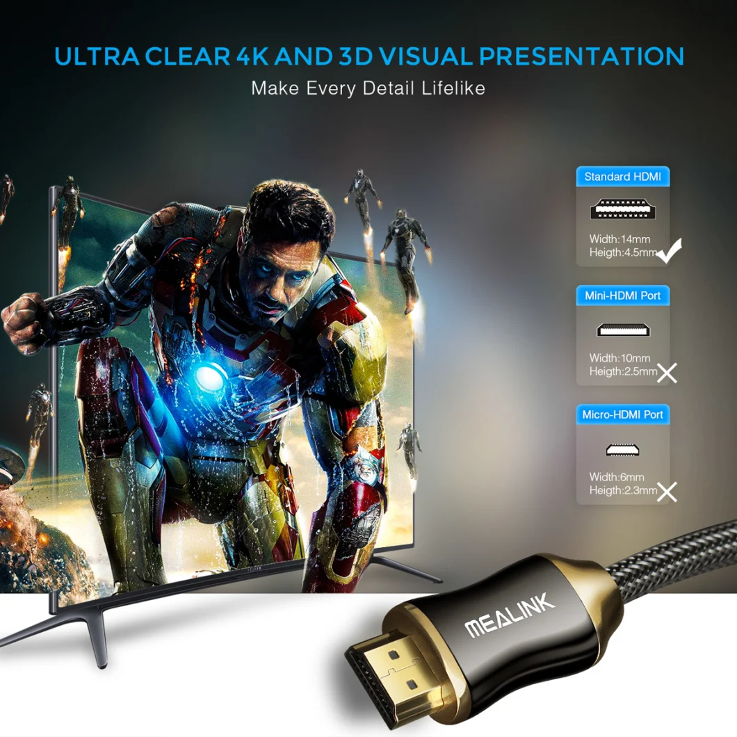 Ultra High Speed with HDMI 2.0 Cable (with 4K@60Hz 2160p 18gbps 1080P Hdr, 3D)